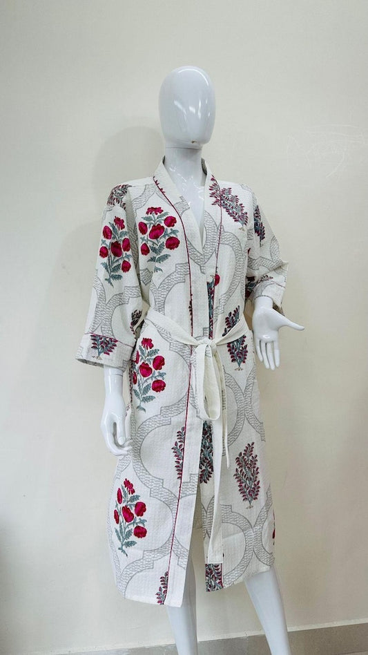 Block Printed Cotton Bathrobe