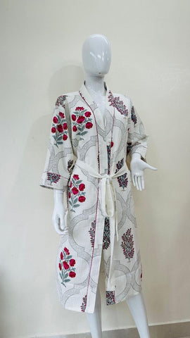 Block Printed Cotton Bathrobe