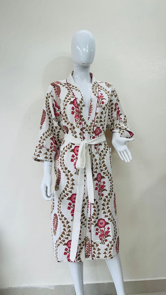 Block Printed Cotton Bathrobe