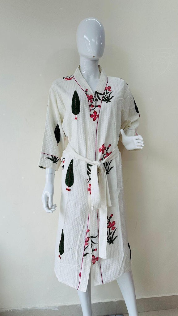 Block Printed Cotton Bathrobe