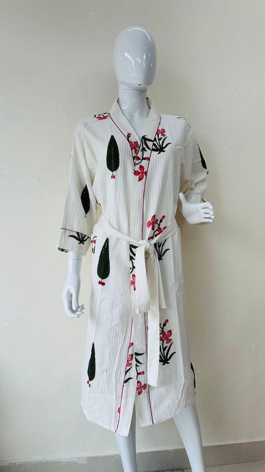 Block Printed Cotton Bathrobe
