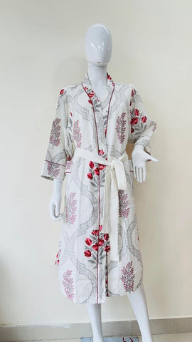 Block Printed Cotton Bathrobe