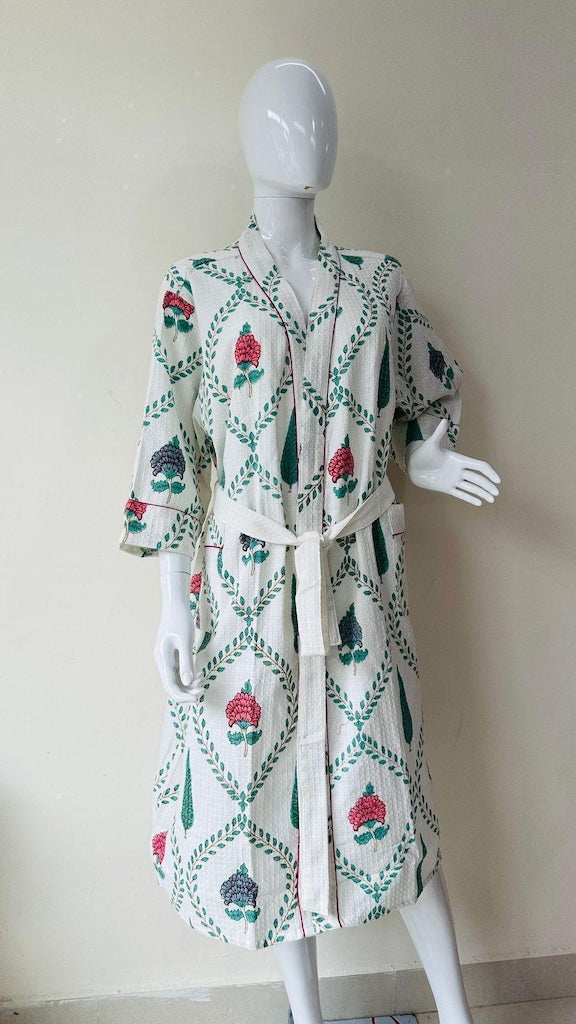 Block Printed Cotton Bathrobe