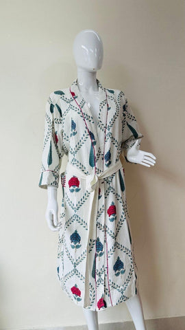 Block Printed Cotton Bathrobe