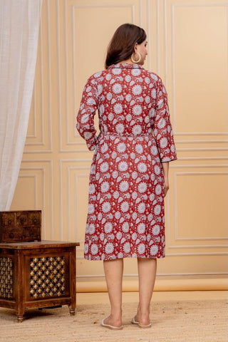Block Printed Cotton Bathrobe