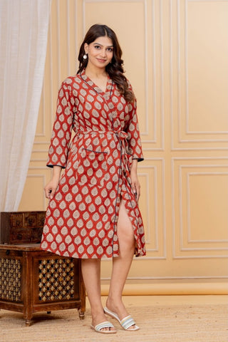 Block Printed Cotton Bathrobe