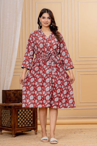 Block Printed Cotton Bathrobe