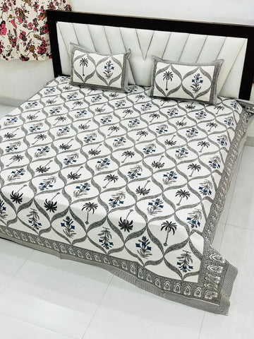 Premium Hand Look King Size Bedsheet with 2 Reversible Pillow Cover