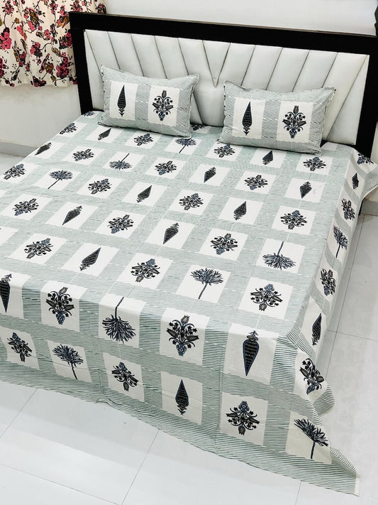 Premium Hand Look King Size Bedsheet with 2 Reversible Pillow Cover