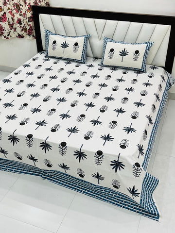 Premium Hand Look King Size Bedsheet with 2 Reversible Pillow Cover