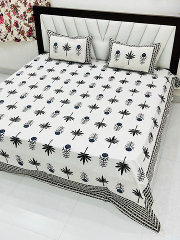 Premium Hand Look King Size Bedsheet with 2 Reversible Pillow Cover