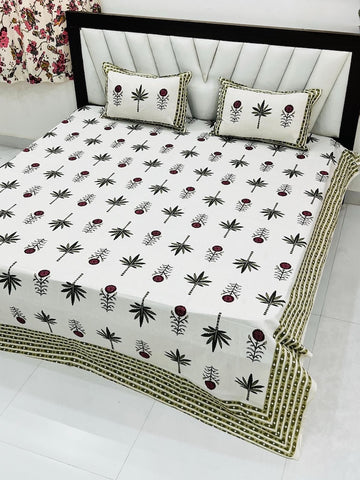 Premium Hand Look King Size Bedsheet with 2 Reversible Pillow Cover