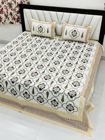 Premium Hand Look King Size Bedsheet with 2 Reversible Pillow Cover