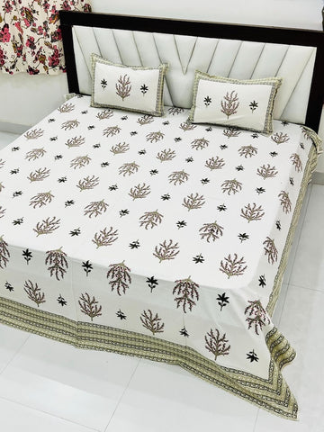 Premium Hand Look King Size Bedsheet with 2 Reversible Pillow Cover