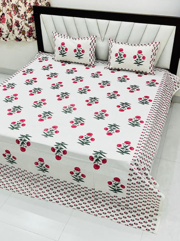 Premium Hand Look King Size Bedsheet with 2 Reversible Pillow Cover