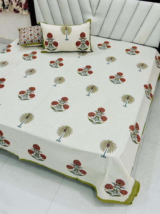 Premium Hand Look King Size Bedsheet with 2 Reversible Pillow Cover