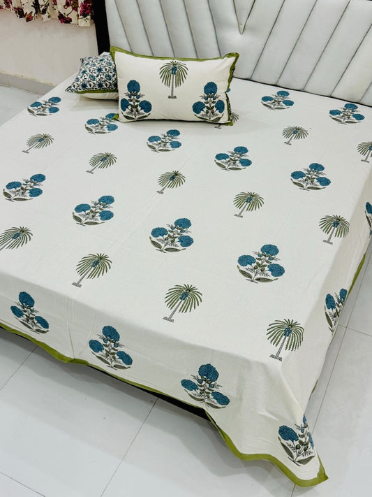 Premium Hand Look King Size Bedsheet with 2 Reversible Pillow Cover