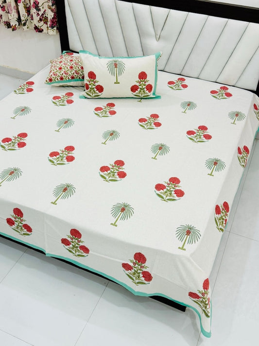 Premium Hand Look King Size Bedsheet with 2 Reversible Pillow Cover