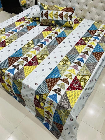 Premium Rajasthani Barmeri Print King Size Bedsheet with 2 Pillow Cover