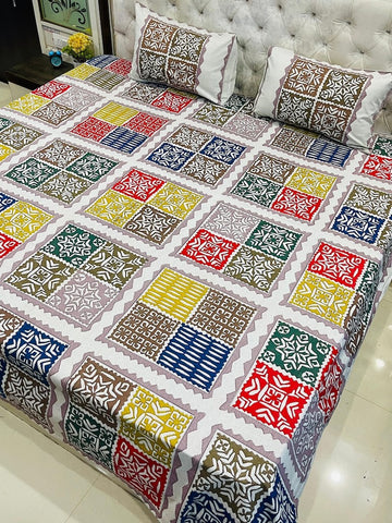 Premium Rajasthani Barmeri Print King Size Bedsheet with 2 Pillow Cover
