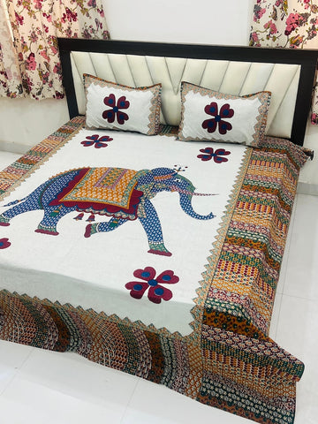 Premium Rajasthani Barmeri Print King Size Bedsheet with 2 Pillow Cover