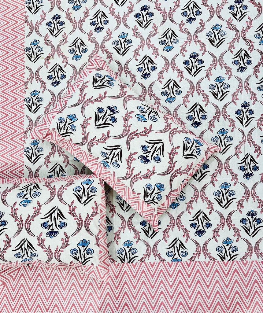 Jaipuri Rajasthani Cotton Bedsheet with Pillow Cover