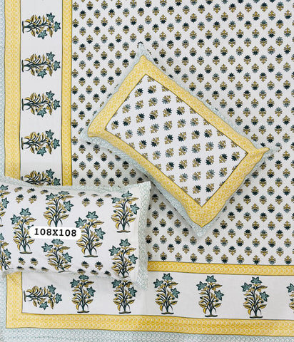 Jaipuri Rajasthani Cotton Bedsheet with Pillow Cover