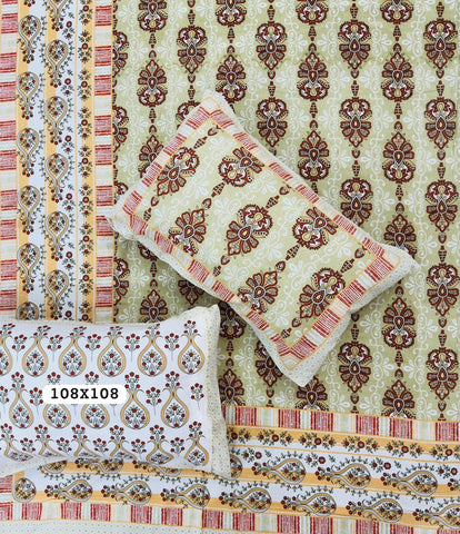 Jaipuri Rajasthani Cotton Bedsheet with Pillow Cover