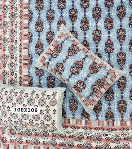 Jaipuri Rajasthani Cotton Bedsheet with Pillow Cover