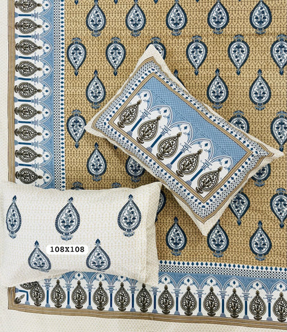 Jaipuri Rajasthani Cotton Bedsheet with Pillow Cover