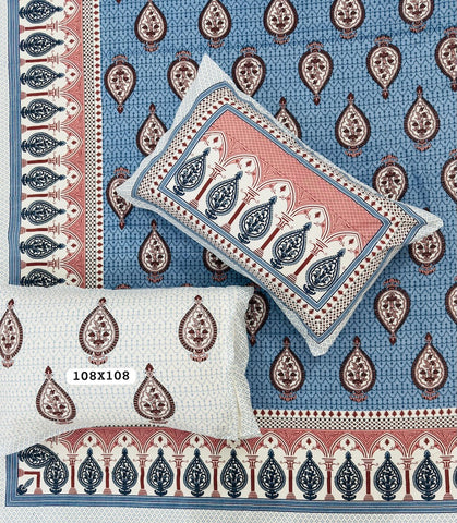 Jaipuri Rajasthani Cotton Bedsheet with Pillow Cover