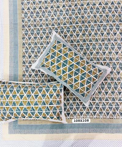 Jaipuri Rajasthani Cotton Bedsheet with Pillow Cover