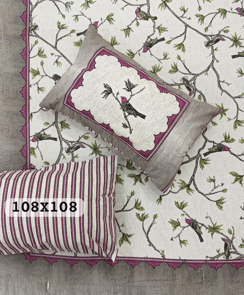 Jaipuri Rajasthani Cotton Bedsheet with Pillow Cover