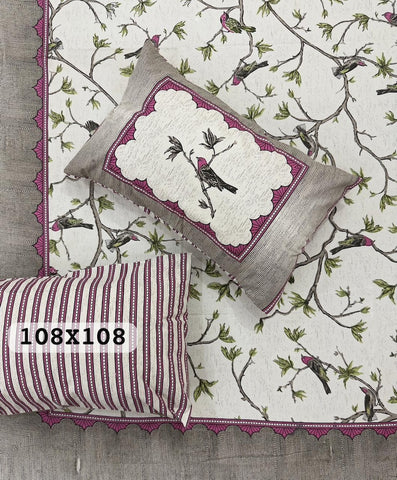 Jaipuri Rajasthani Cotton Bedsheet with Pillow Cover