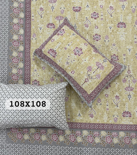 Jaipuri Rajasthani Cotton Bedsheet with Pillow Cover
