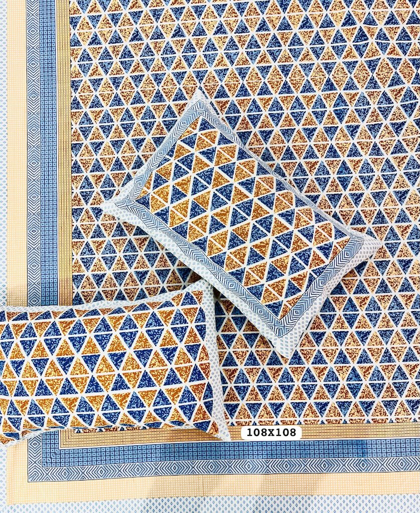 Jaipuri Rajasthani Cotton Bedsheet with Pillow Cover