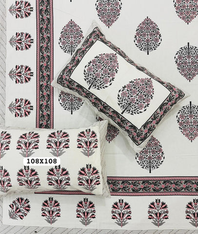 Jaipuri Rajasthani Cotton Bedsheet with Pillow Cover
