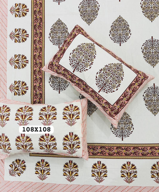 Jaipuri Rajasthani Cotton Bedsheet with Pillow Cover