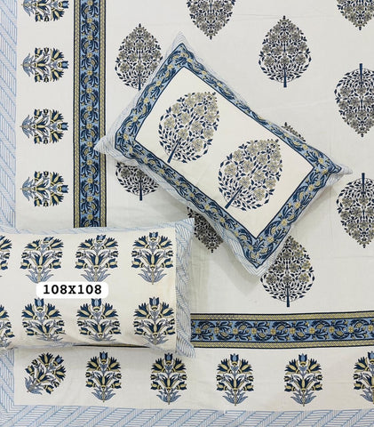 Jaipuri Rajasthani Cotton Bedsheet with Pillow Cover