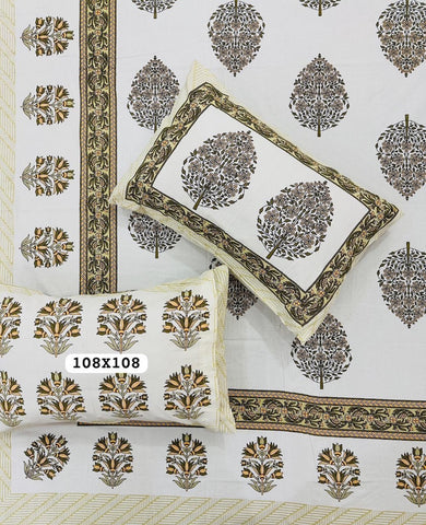 Jaipuri Rajasthani Cotton Bedsheet with Pillow Cover