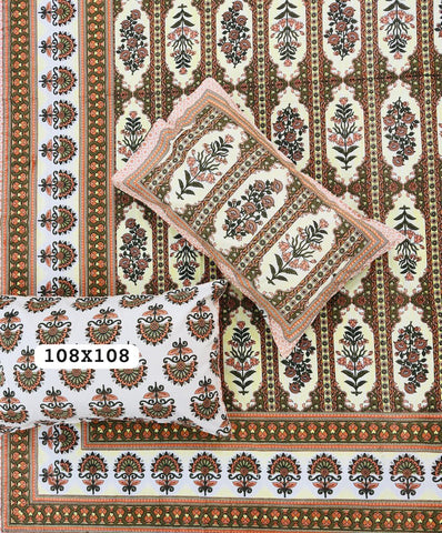 Jaipuri Rajasthani Cotton Bedsheet with Pillow Cover