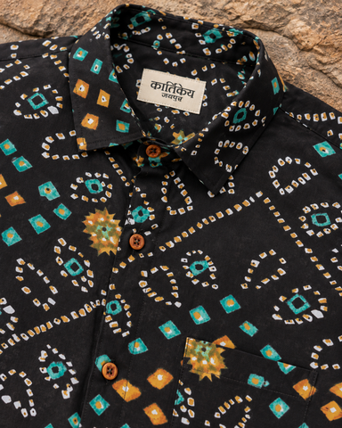 Black Bandhej Cotton Full Sleeve Shirt for Men - Pre Book Dispatch by 5th November