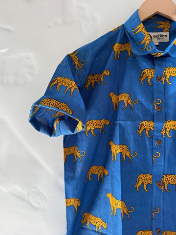 Blue Jungle Print Vintage Shirt by Kartikeya Jaipur