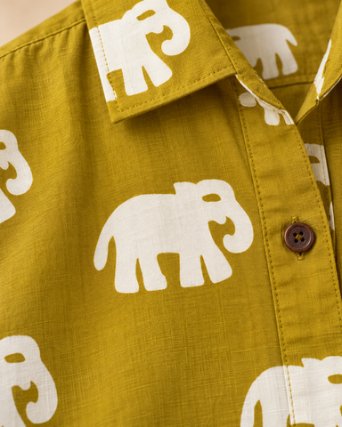 Classic Bold Elephant Print Half Sleeve Shirt for Women