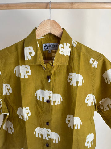 Classic Bold Elephant Print Half Sleeve Shirt for Women