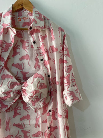 Jungle Print Women Oversized Shirt with Bralette Combo
