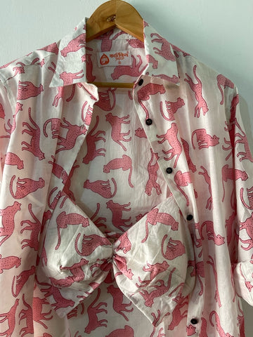 Jungle Print Women Oversized Shirt with Bralette Combo