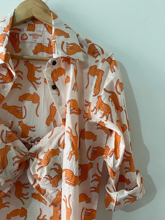 Jungle Print Women Oversized Shirt with Bralette Combo