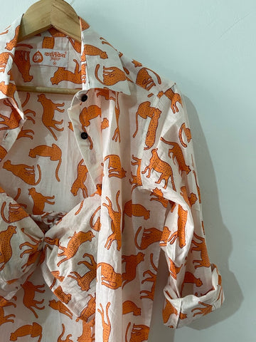 Jungle Print Women Oversized Shirt with Bralette Combo