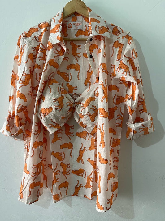 Jungle Print Women Oversized Shirt with Bralette Combo